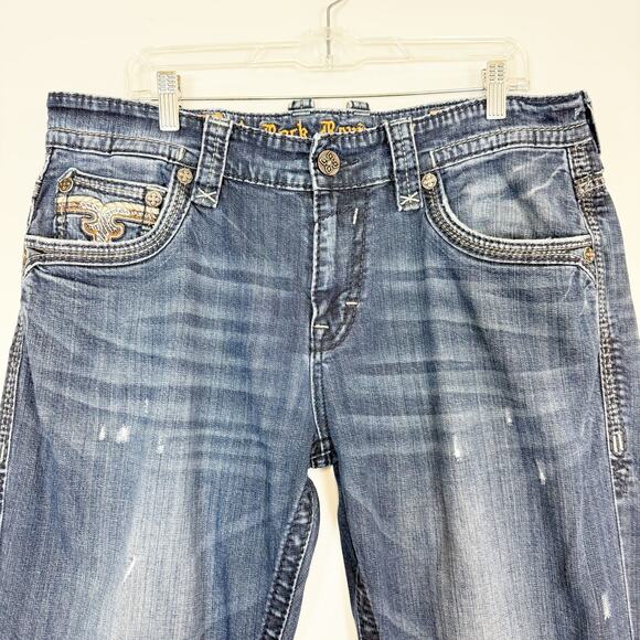 Rock Revival Men's Wales Alt Straight Leg Distressed Jeans Size 36 - Picture 5 of 15